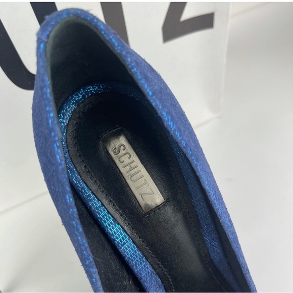 Schutz metallic blue pump stilleto, size 5B , 4inch heels, comes with box - Picture 9 of 9